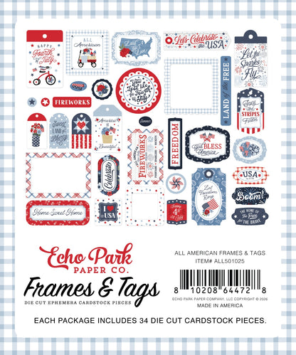 Echo Park Frames & Tags Ephemera-All American