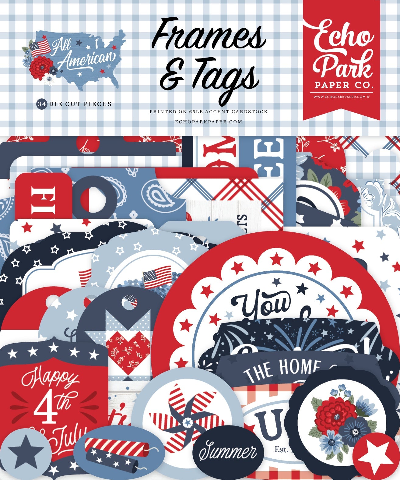 Echo Park Frames & Tags Ephemera-All American