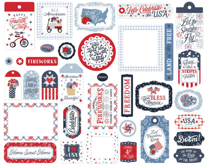 Echo Park Frames & Tags Ephemera-All American