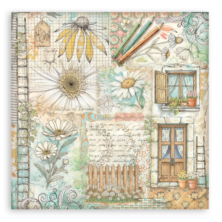 Stamperia Single-Sided Paper Pad 12"x12" 22/Pkg-Daisy Art