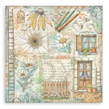 Stamperia Single-Sided Paper Pad 12"x12" 22/Pkg-Daisy Art