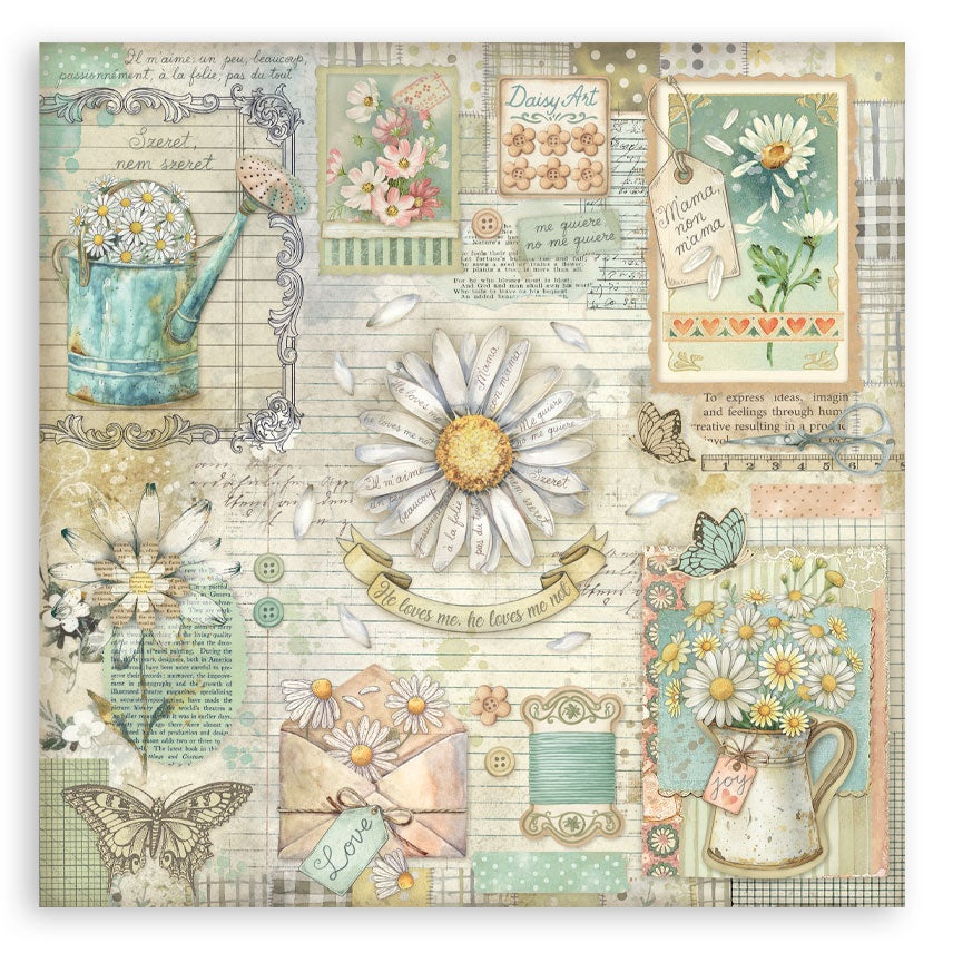 Stamperia Single-Sided Paper Pad 8"X8" 22/Pkg-Daisy Art