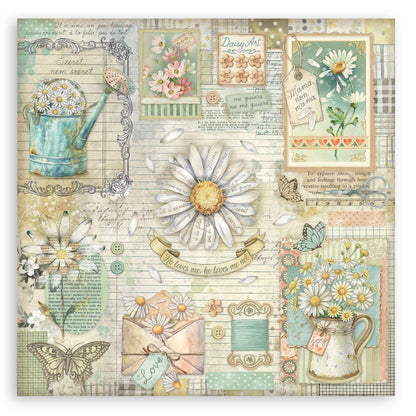 Stamperia Single-Sided Paper Pad 8"X8" 22/Pkg-Daisy Art