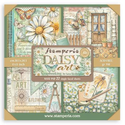 Stamperia Single-Sided Paper Pad 8"X8" 22/Pkg-Daisy Art