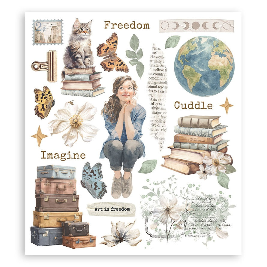 Stamperia Rub-On Selection  8X9  6/Pkg-Secret Diary