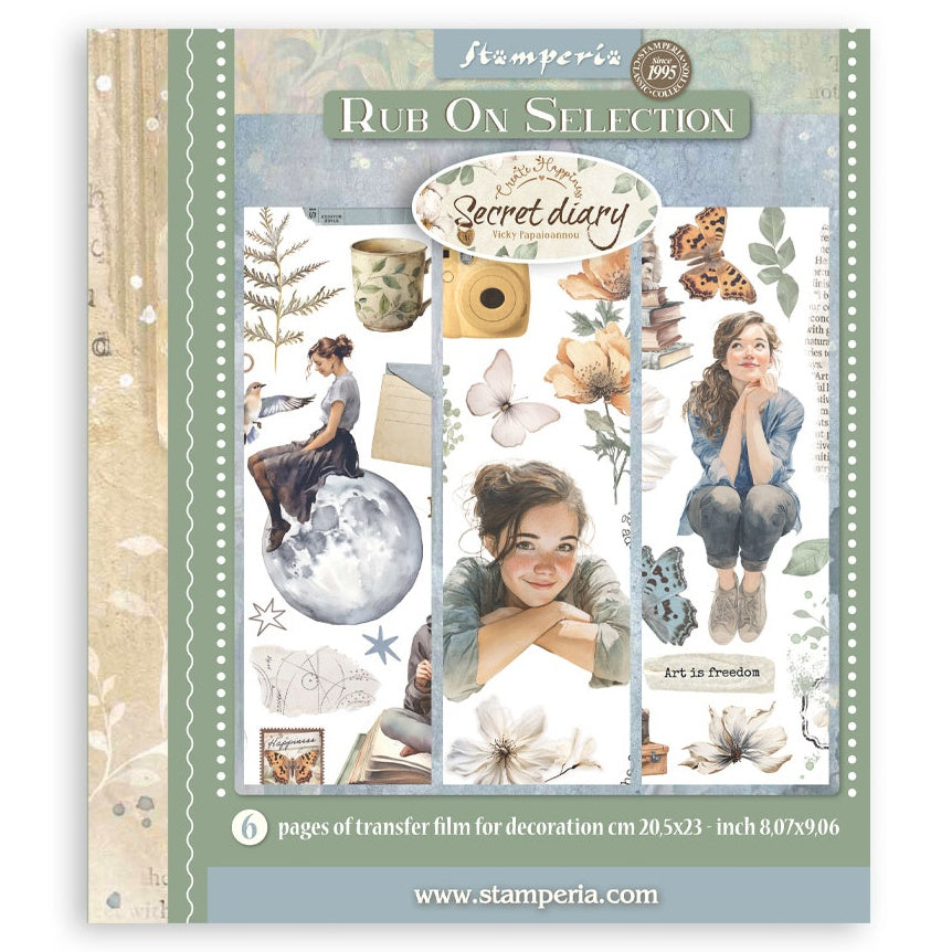 Stamperia Rub-On Selection  8X9  6/Pkg-Secret Diary