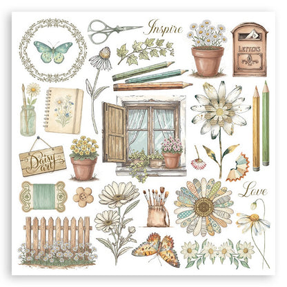 Stamperia Assortment Rub-On Kit 6/Pkg-Daisy Art