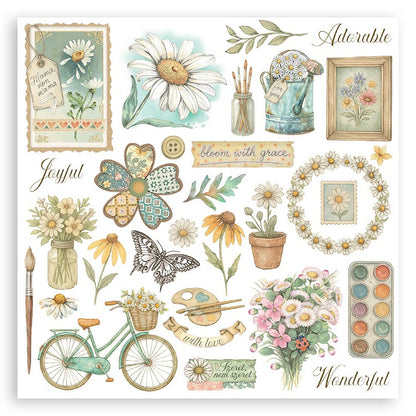 Stamperia Assortment Rub-On Kit 6/Pkg-Daisy Art