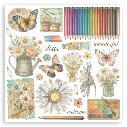 Stamperia Assortment Rub-On Kit 6/Pkg-Daisy Art