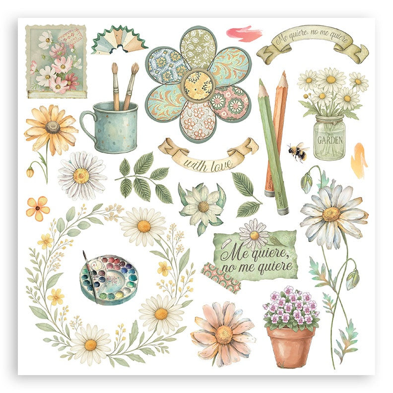 Stamperia Assortment Rub-On Kit 6/Pkg-Daisy Art