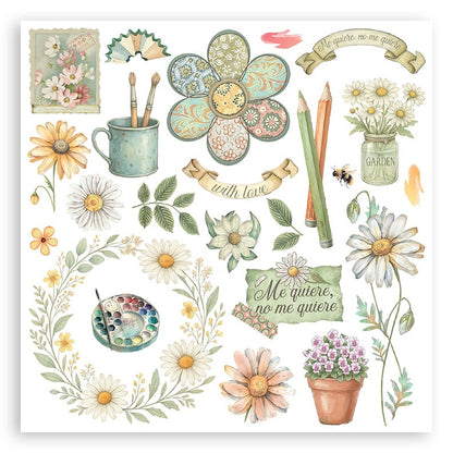 Stamperia Assortment Rub-On Kit 6/Pkg-Daisy Art