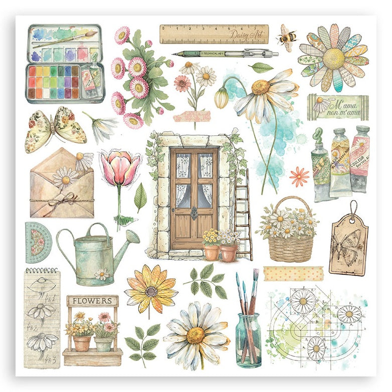 Stamperia Assortment Rub-On Kit 6/Pkg-Daisy Art