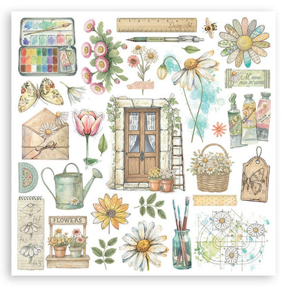 Stamperia Assortment Rub-On Kit 6/Pkg-Daisy Art