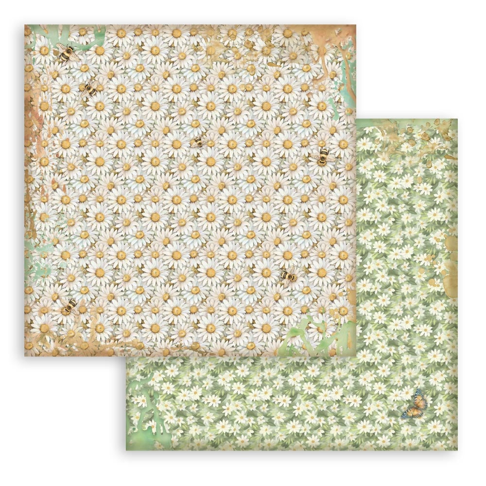 Stamperia Backgrounds Double-Sided Paper Pad 8"X8" 10/Pkg-Daisy Art
