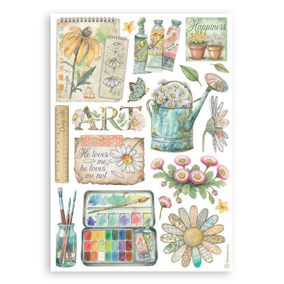 Stamperia A5 Washi Pad 8/Pkg-Daisy Art