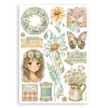 Stamperia A5 Washi Pad 8/Pkg-Daisy Art