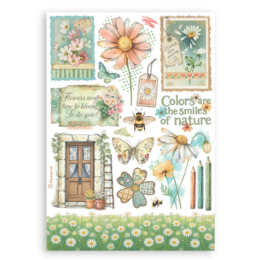 Stamperia A5 Washi Pad 8/Pkg-Daisy Art