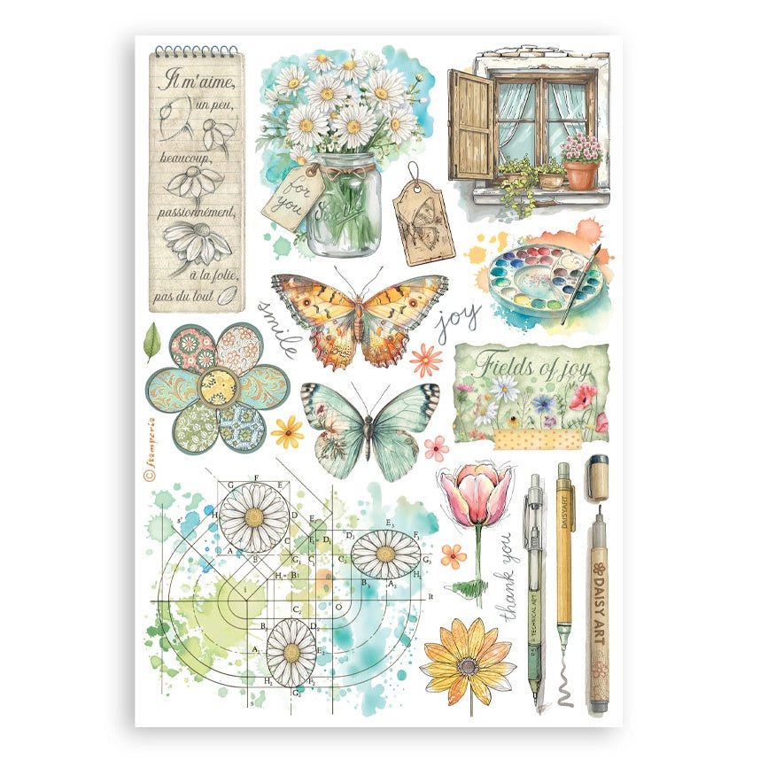 Stamperia A5 Washi Pad 8/Pkg-Daisy Art