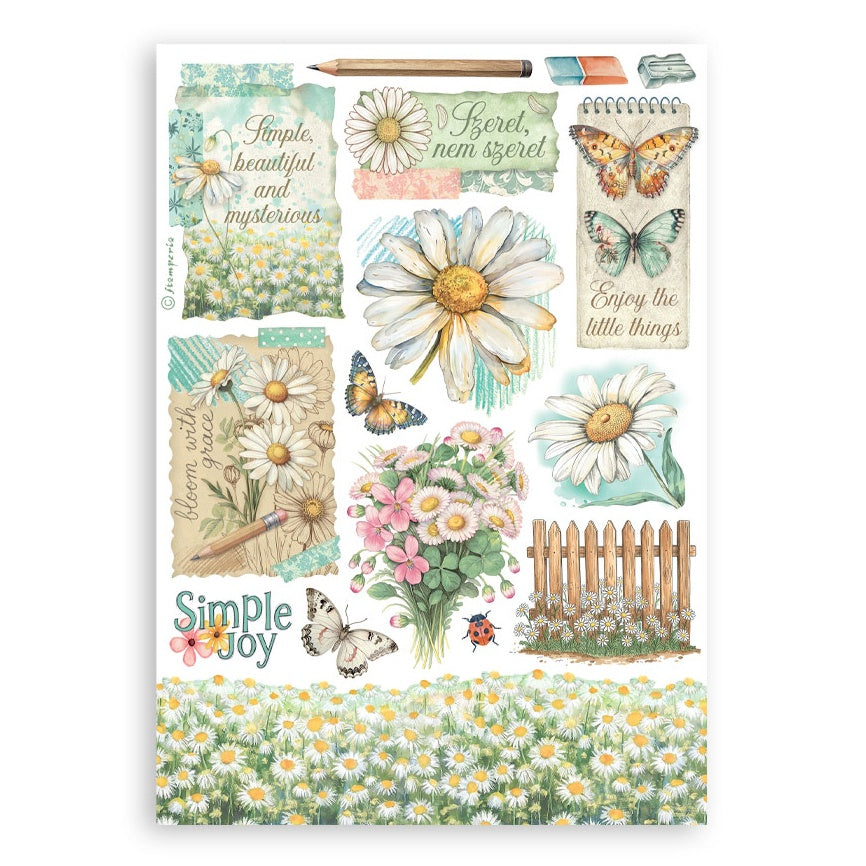 Stamperia A5 Washi Pad 8/Pkg-Daisy Art