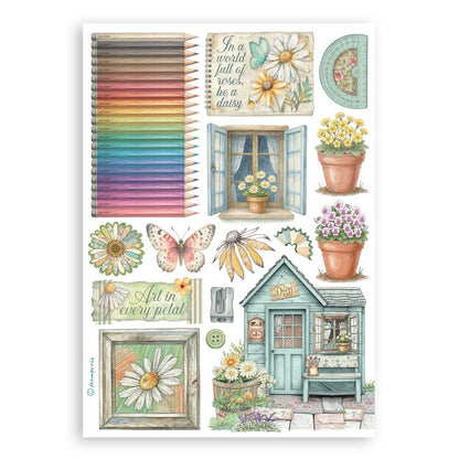 Stamperia A5 Washi Pad 8/Pkg-Daisy Art