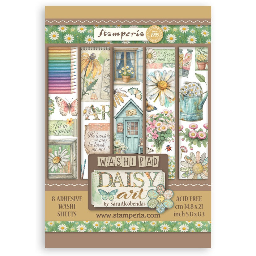 Stamperia A5 Washi Pad 8/Pkg-Daisy Art