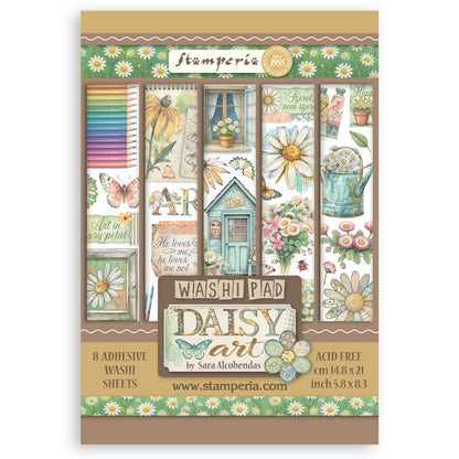 Stamperia A5 Washi Pad 8/Pkg-Daisy Art