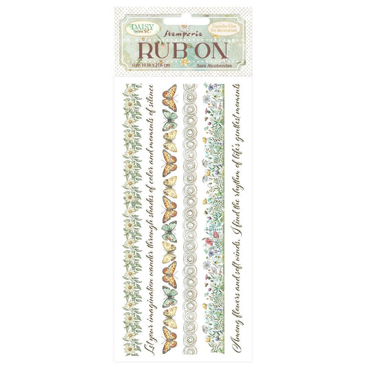 Stamperia Rub-On 4"X8.5"-Daisy Art Stripes