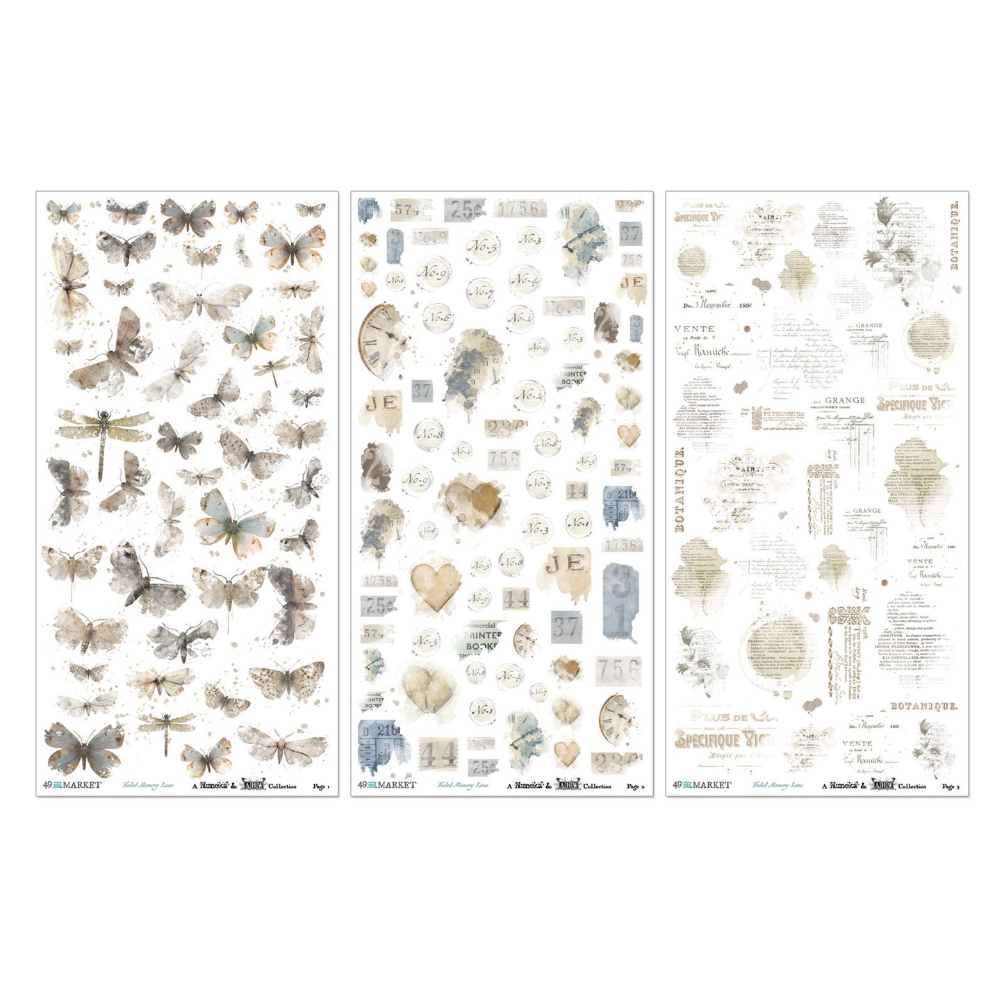 49 and Market Blendable Rub-On Transfer Set 6"X12"-Faded Memory Lane