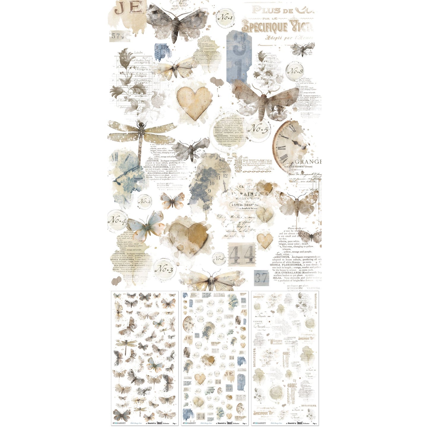 49 and Market Blendable Rub-On Transfer Set 6"X12"-Faded Memory Lane