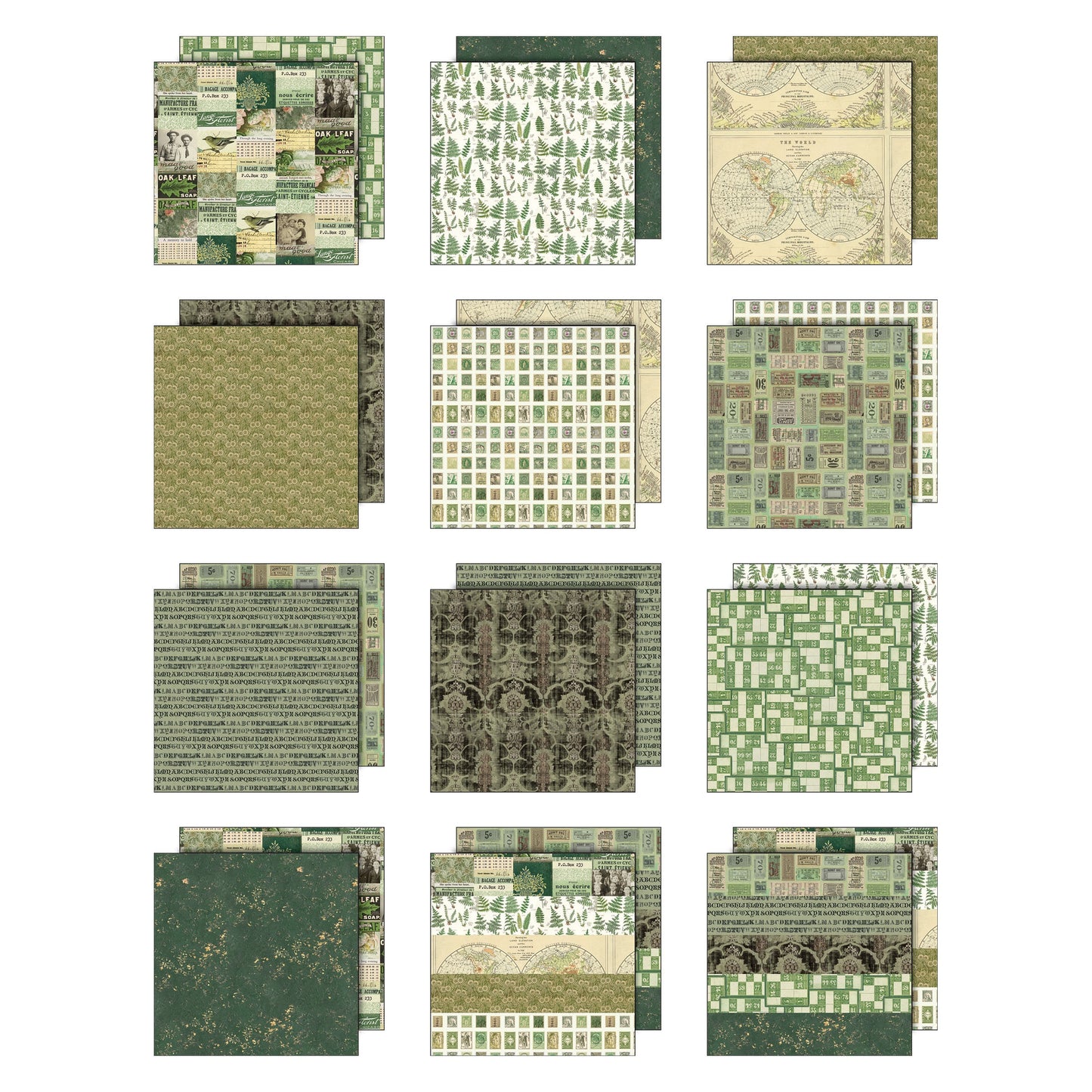 Idea-ology Double- Sided Cardstock 12"X12" 12/Pkg-Palette Collection: Green