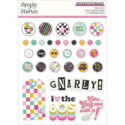 Simple Stories Adhesive Brads-Totally 80's