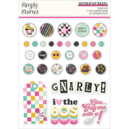 Simple Stories Adhesive Brads-Totally 80's