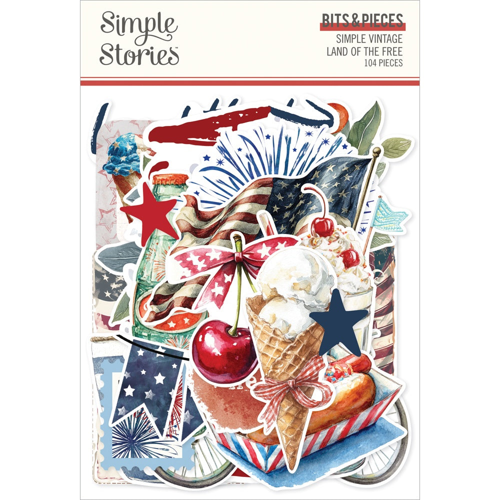 Simple Stories Bits & Pieces Die Cuts-Simple Vintage Land of The Free