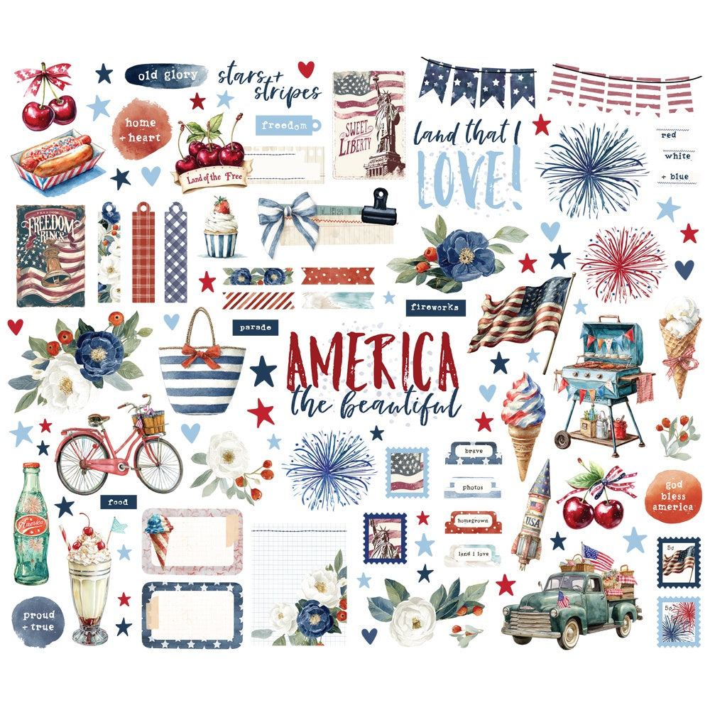 Simple Stories Bits & Pieces Die Cuts-Simple Vintage Land of The Free
