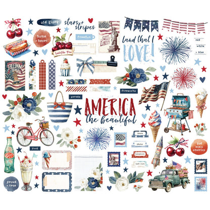 Simple Stories Bits & Pieces Die Cuts-Simple Vintage Land of The Free