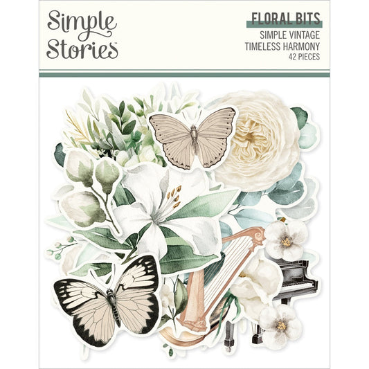 Simple Stories Floral Bits & Pieces Die Cuts-Vintage Timeless Harmony