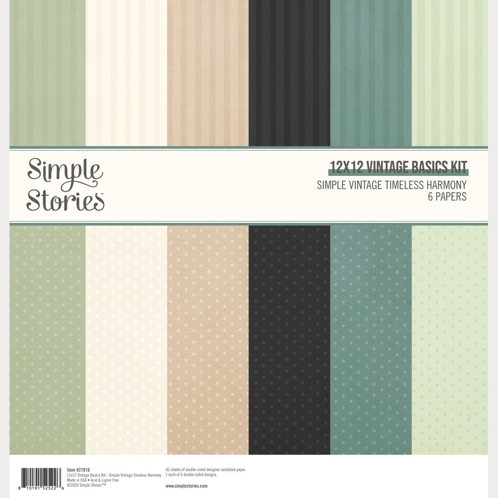 Simple Stories Baskics Kit 12"X12"-Vintage Timeless Harmony