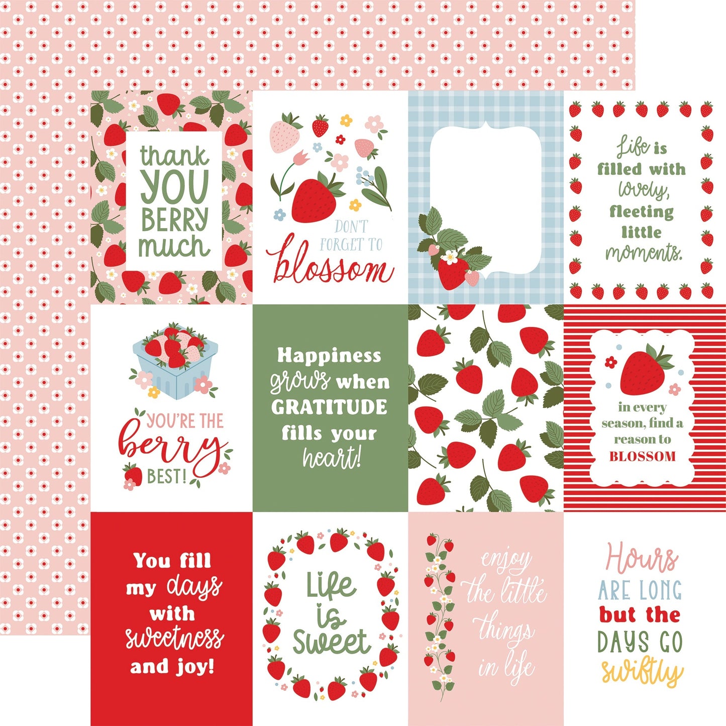 Echo Park Strawberry Fields Cardstock 12"X12"-Select Style