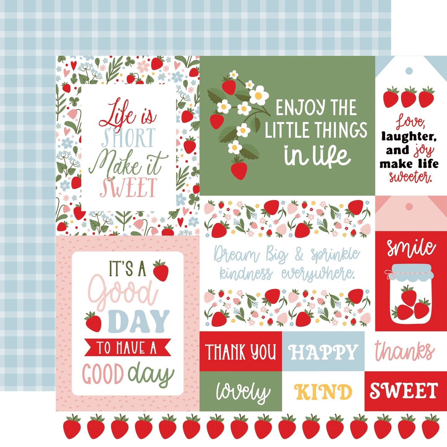 Echo Park Strawberry Fields Cardstock 12"X12"-Select Style