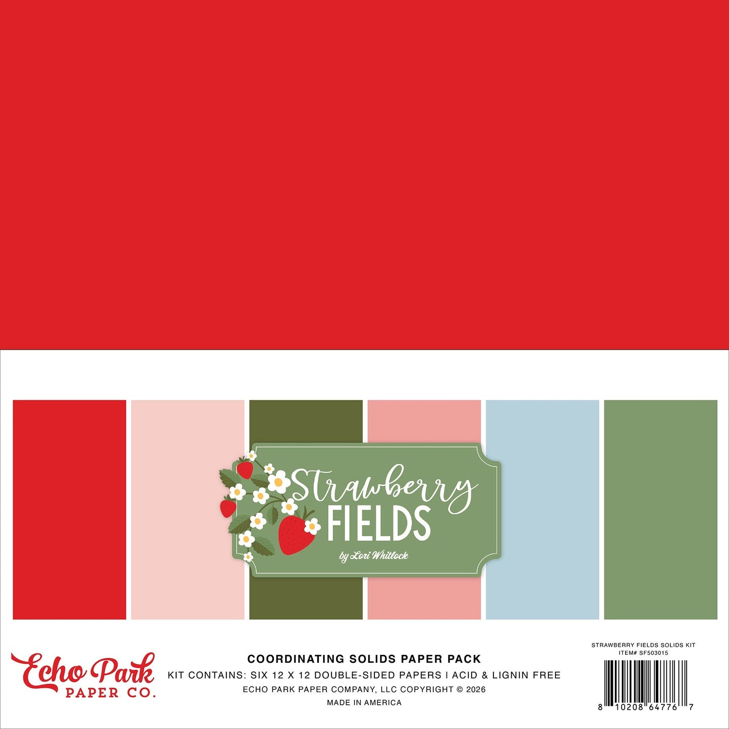 Echo Park Solids Kit 12"X12"-Strawberry Fields