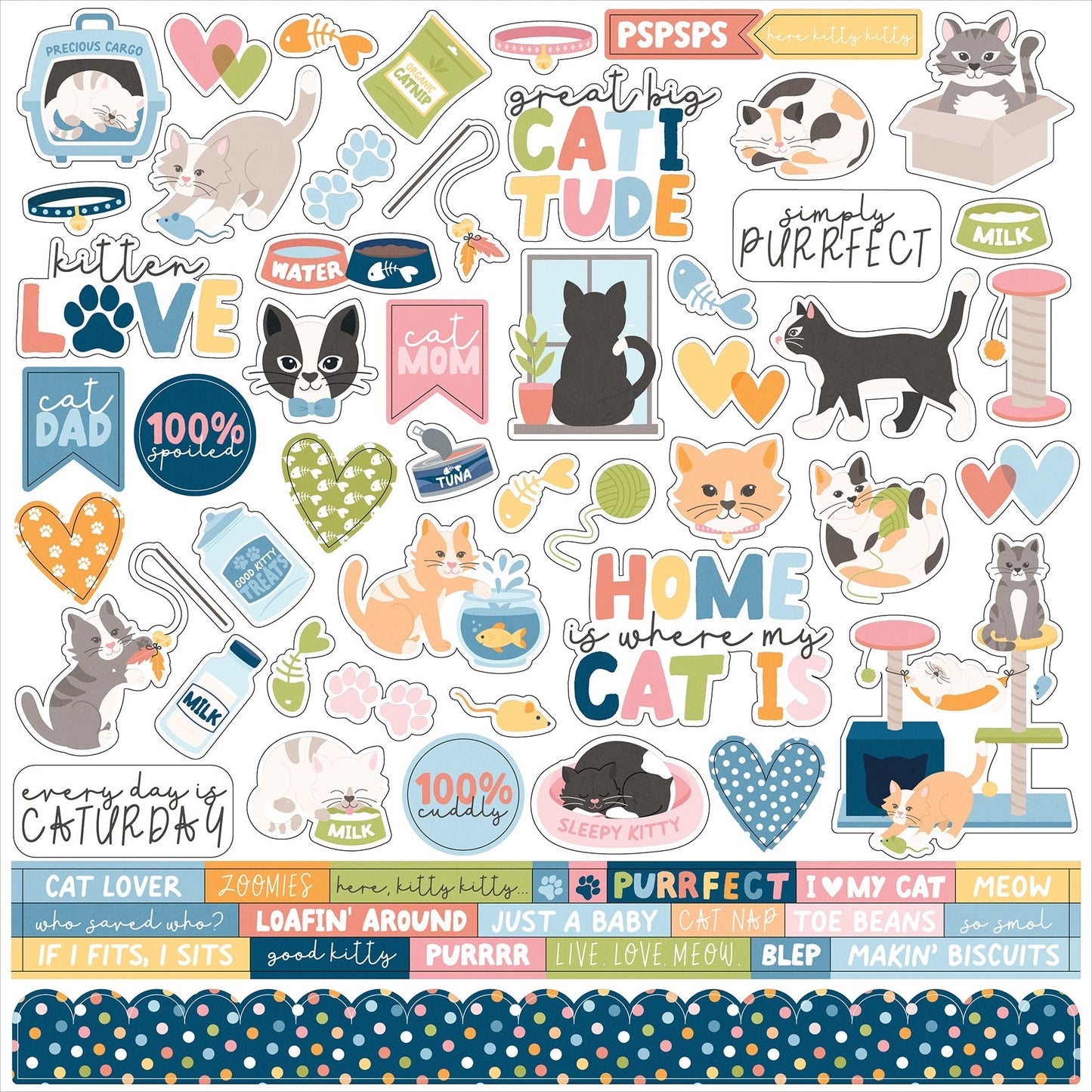 Echo Park Elements Cardstock Stickers 12"X12"-Cat Lover