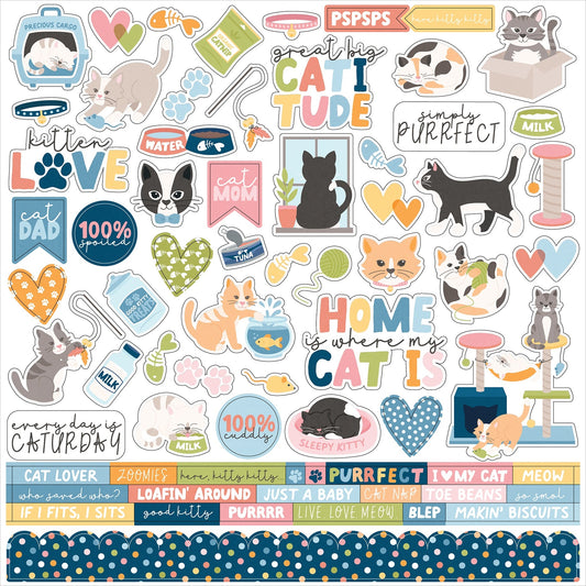 Echo Park Elements Cardstock Stickers 12"X12"-Cat Lover