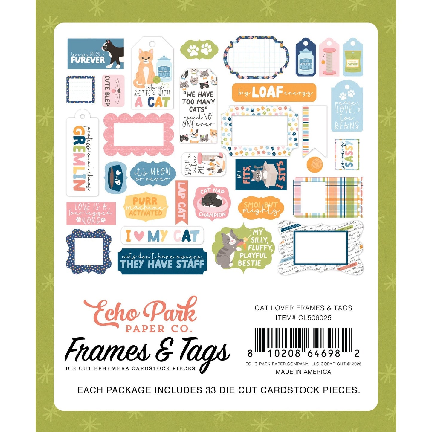 Echo Park Frames & Tags Ephemera-Cat Lover