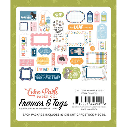 Echo Park Frames & Tags Ephemera-Cat Lover