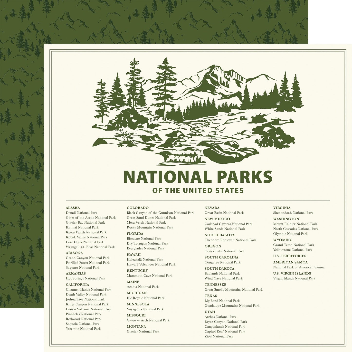 Carta Bella National Parks No. 2 Cardstock 12"X12" - Select Style
