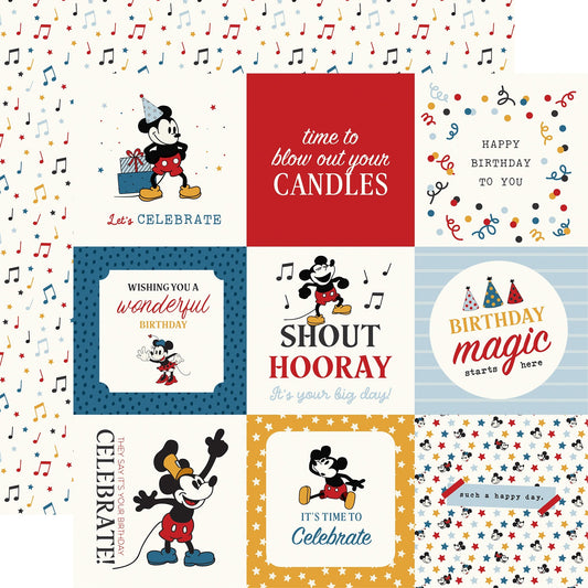 Echo Park Mouse And Me Birthday Cardstock 12"X12"-Select Style
