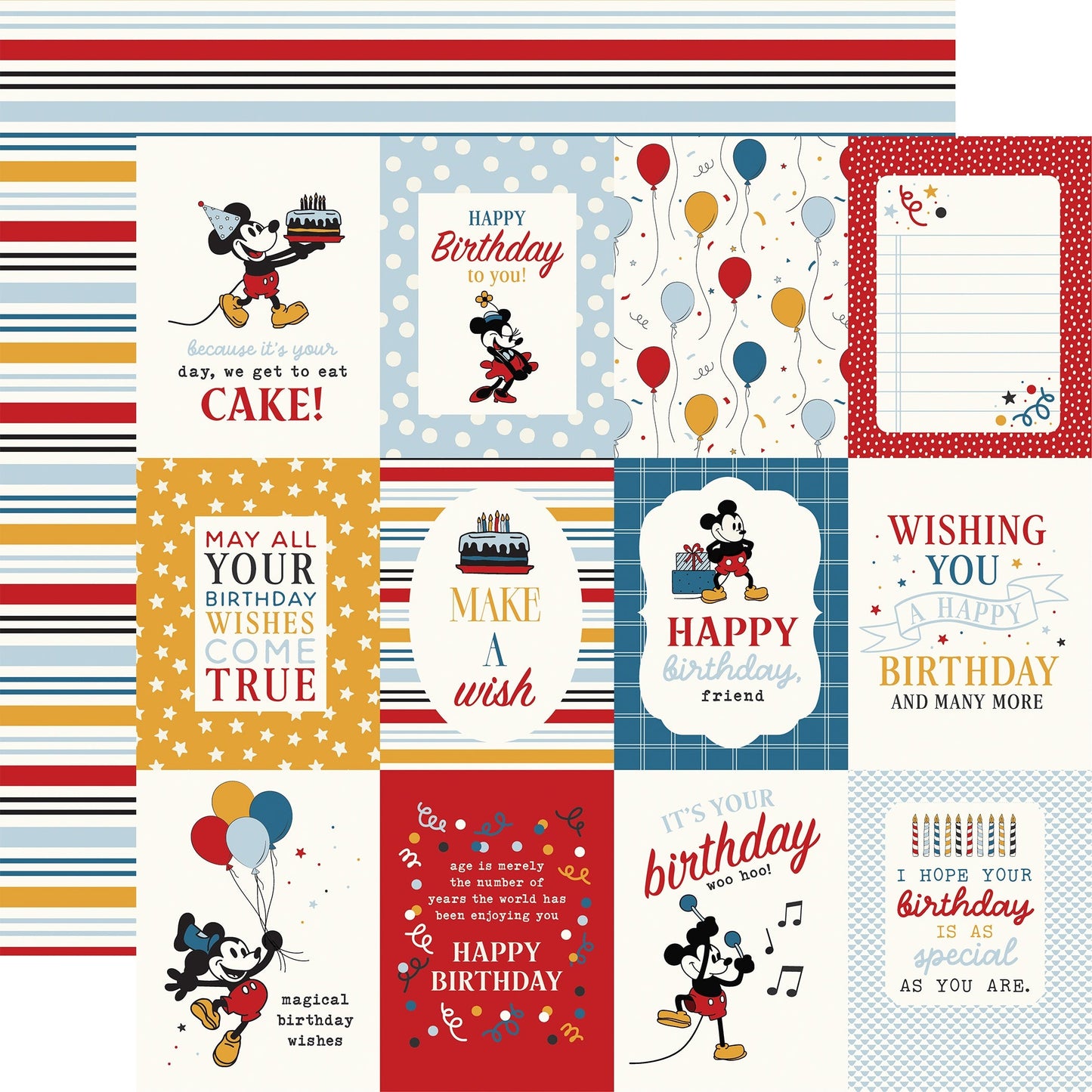 Echo Park Mouse And Me Birthday Cardstock 12"X12"-Select Style