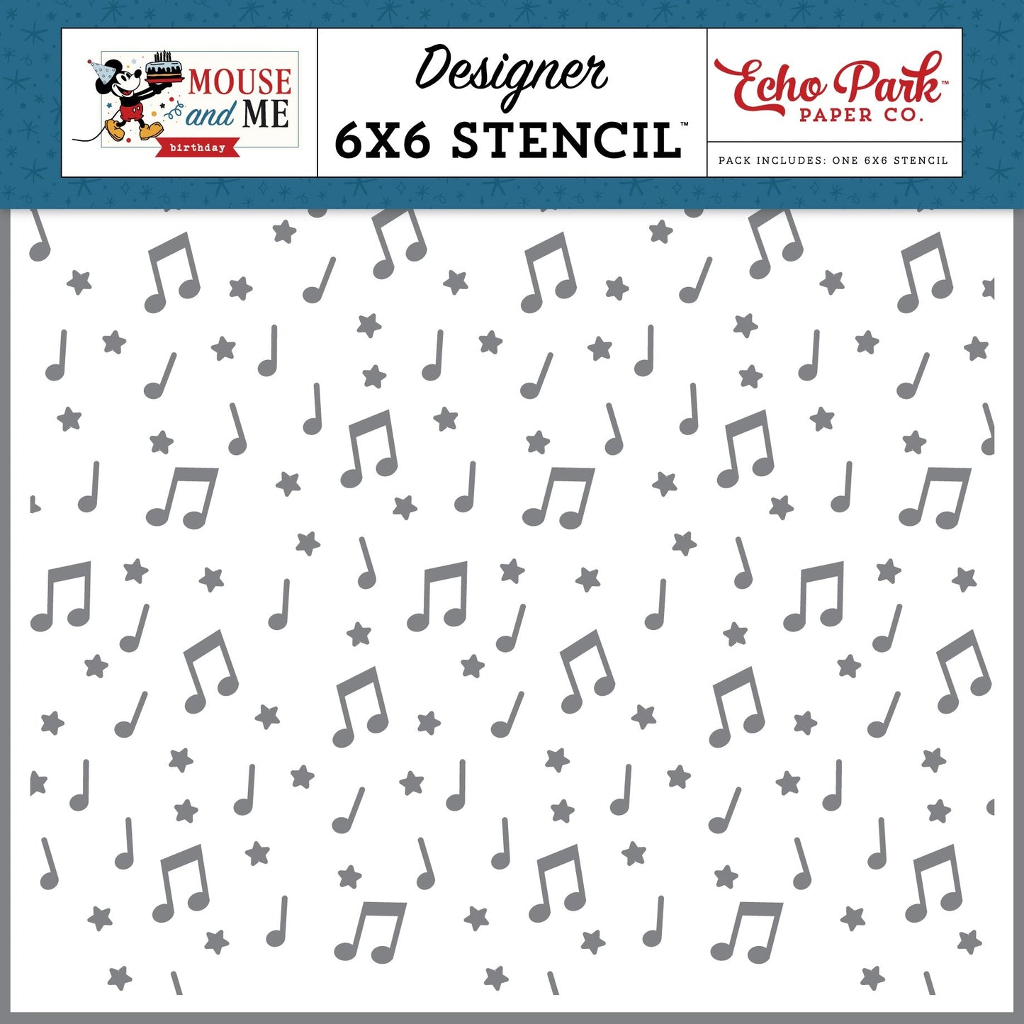 Echo Park Stencil 6"X6"-Birthday Song Notes