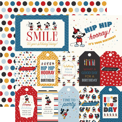 Echo Park Mouse And Me Birthday Cardstock 12"X12"-Select Style