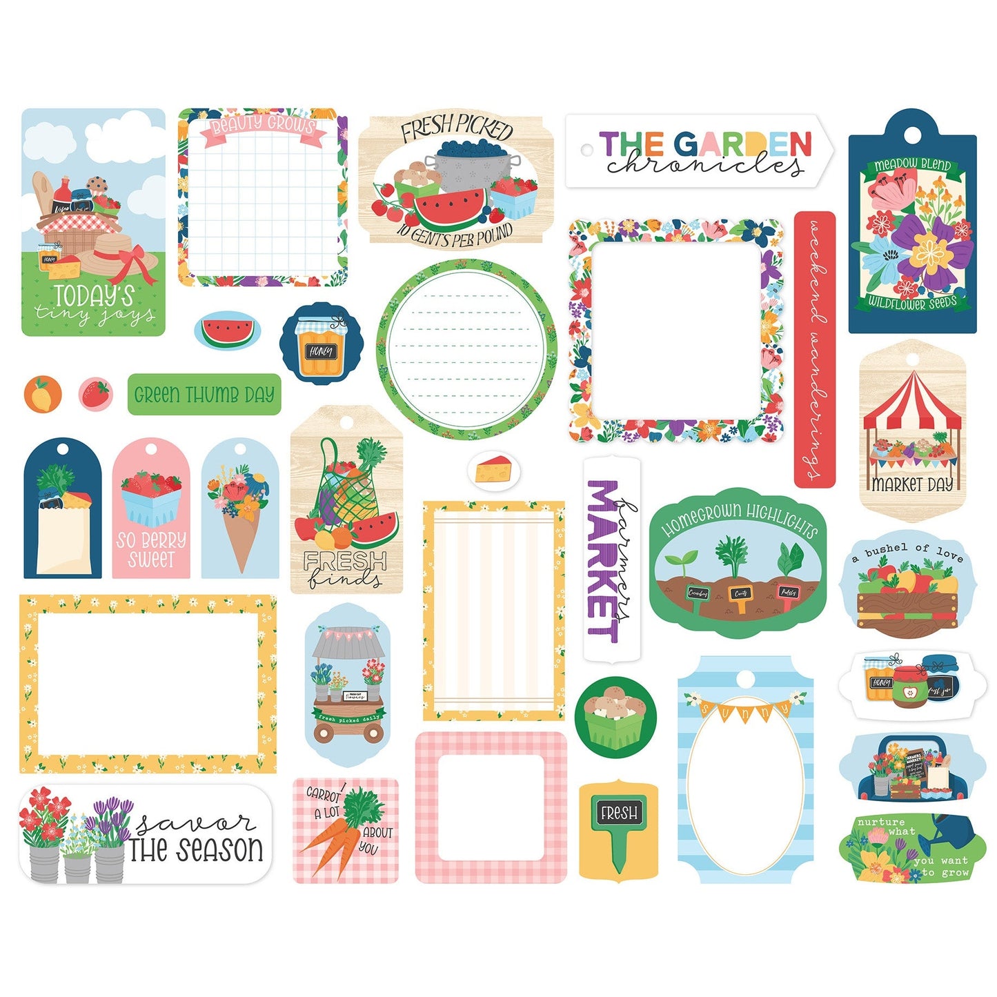 Echo Park Frames & Tags Ephemera-Freshly Picked